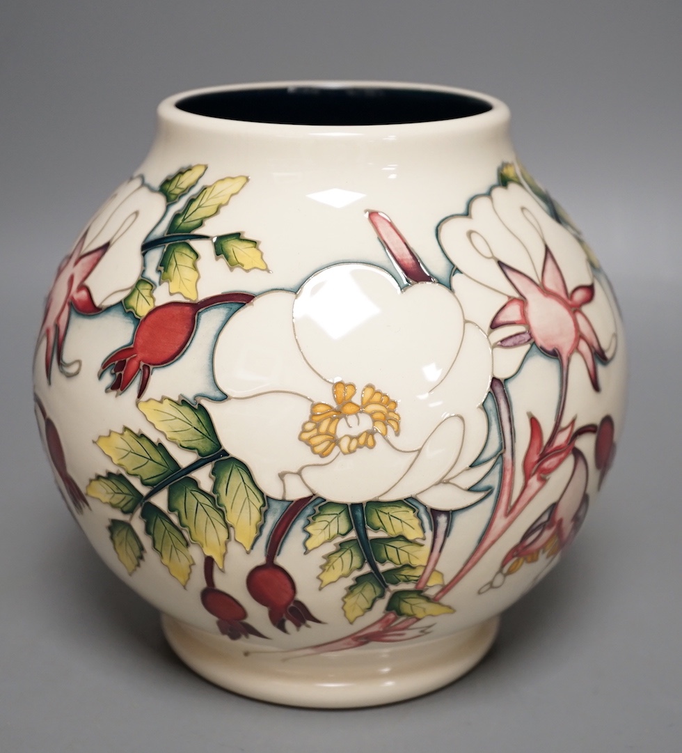 A Moorcroft 'Rosa' vase by Nicola Slaney, numbered edition, 2015, 18cms high.